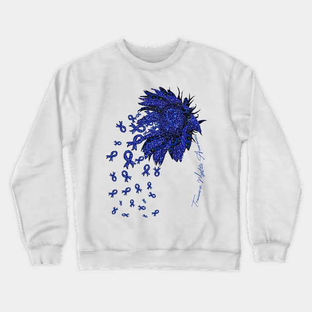 Transverse Myelitis Awareness - Sunflower ribbon flowers fall Crewneck Sweatshirt by Lewis Swope